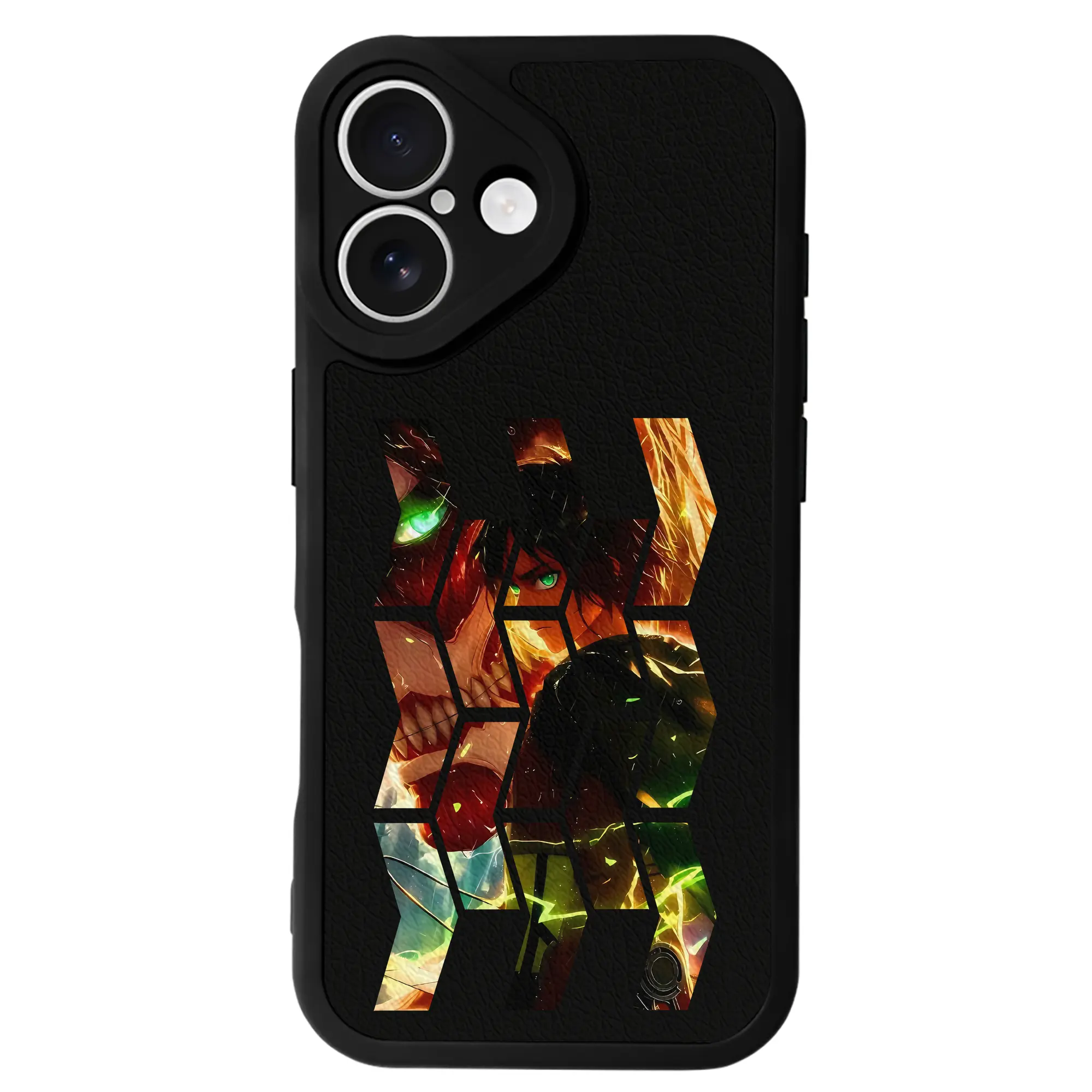 進撃の巨人 グッズ エレン・イェーガー - IPhone 16シリーズ対応 ・ シリコンスマホケース ・ レザー調 ・ 高精度フィット ・ 耐衝撃 ・ ワイヤレス充電対応 ・ 精密カット